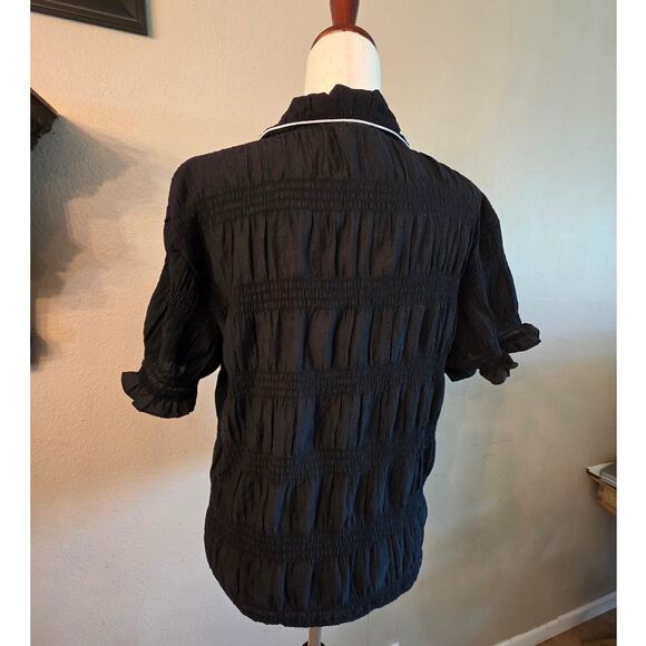 Jason Wu Women's Black Smocked Top SZ Medium - Picture 2 of 7